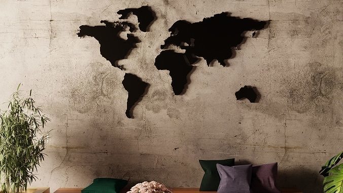 3D World Map - 3D Printable 3D print model
