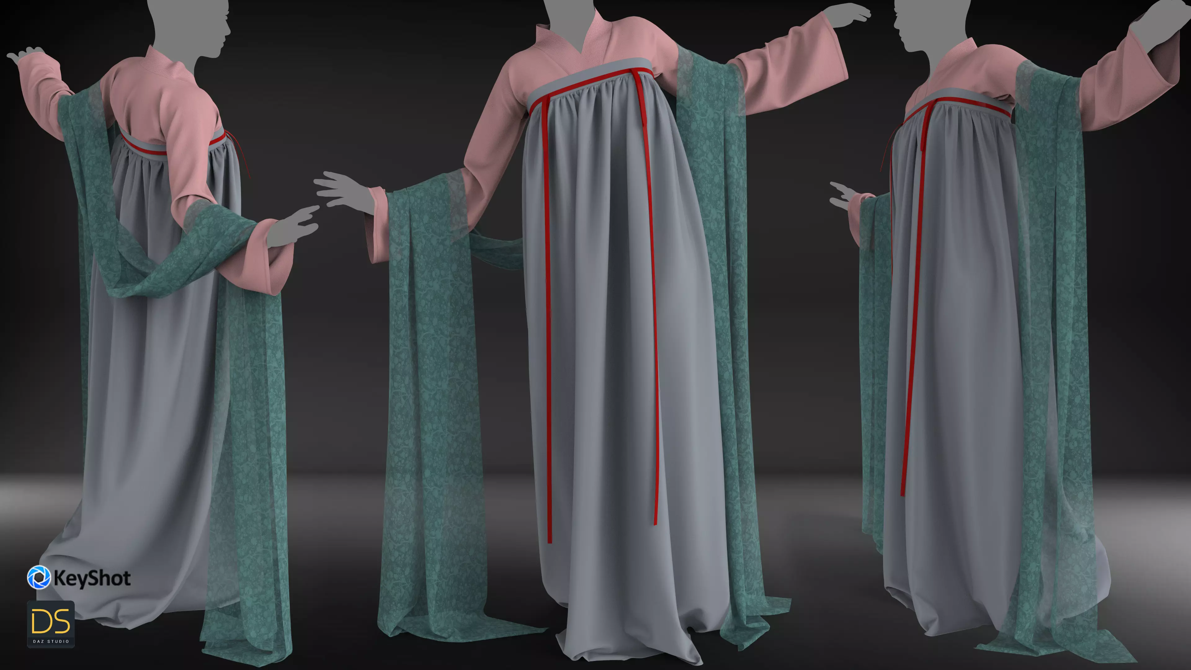 Asian outfit 3D model_0