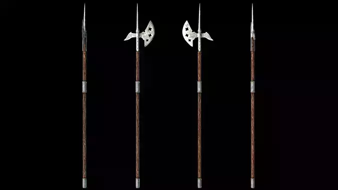 Halberd PBR Low Poly pair of swords and spears Low-poly 3D model