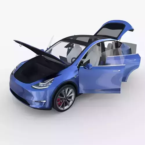 Tesla Model Y Blue with interior 3D model