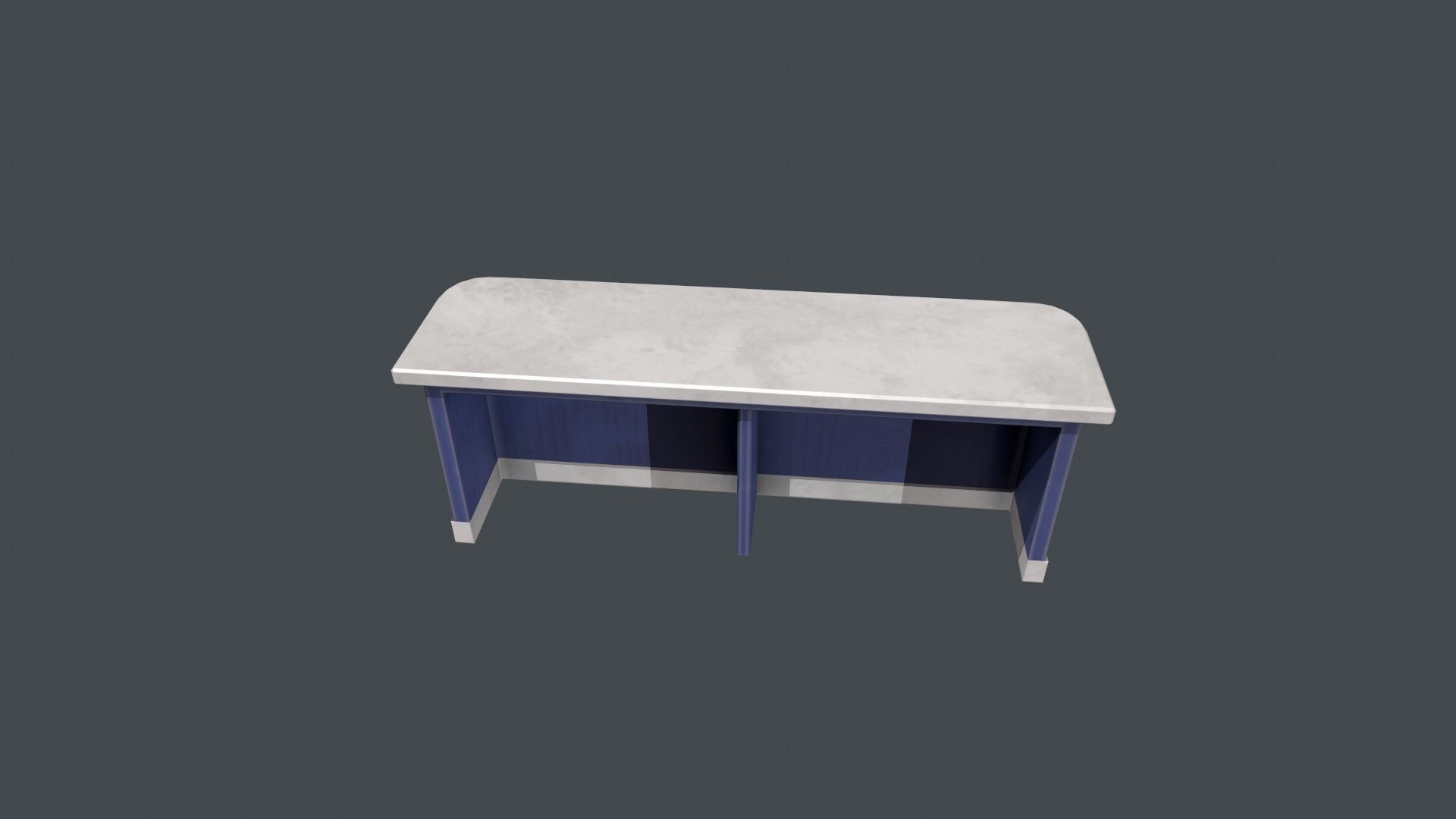 Blue and White Front Desk Low-poly 3D model_5