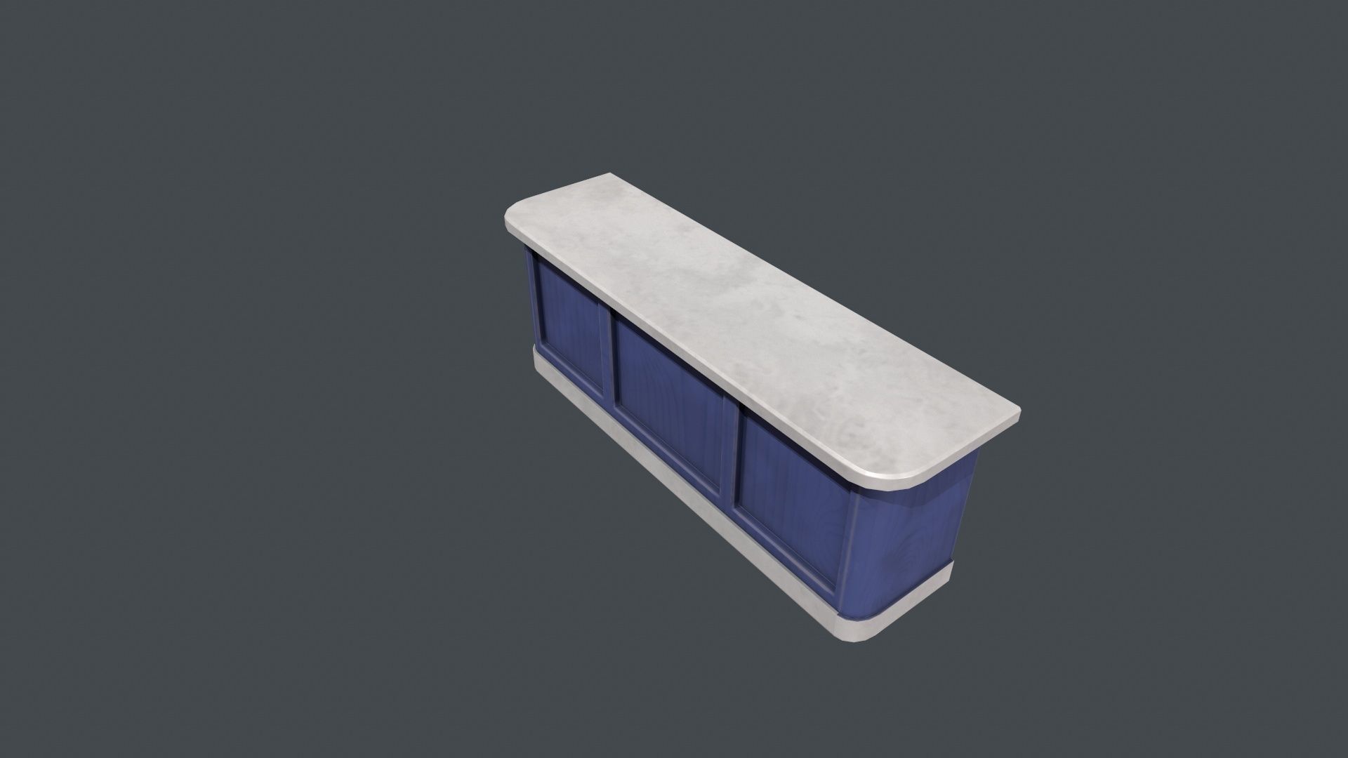 Blue and White Front Desk Low-poly 3D model_2