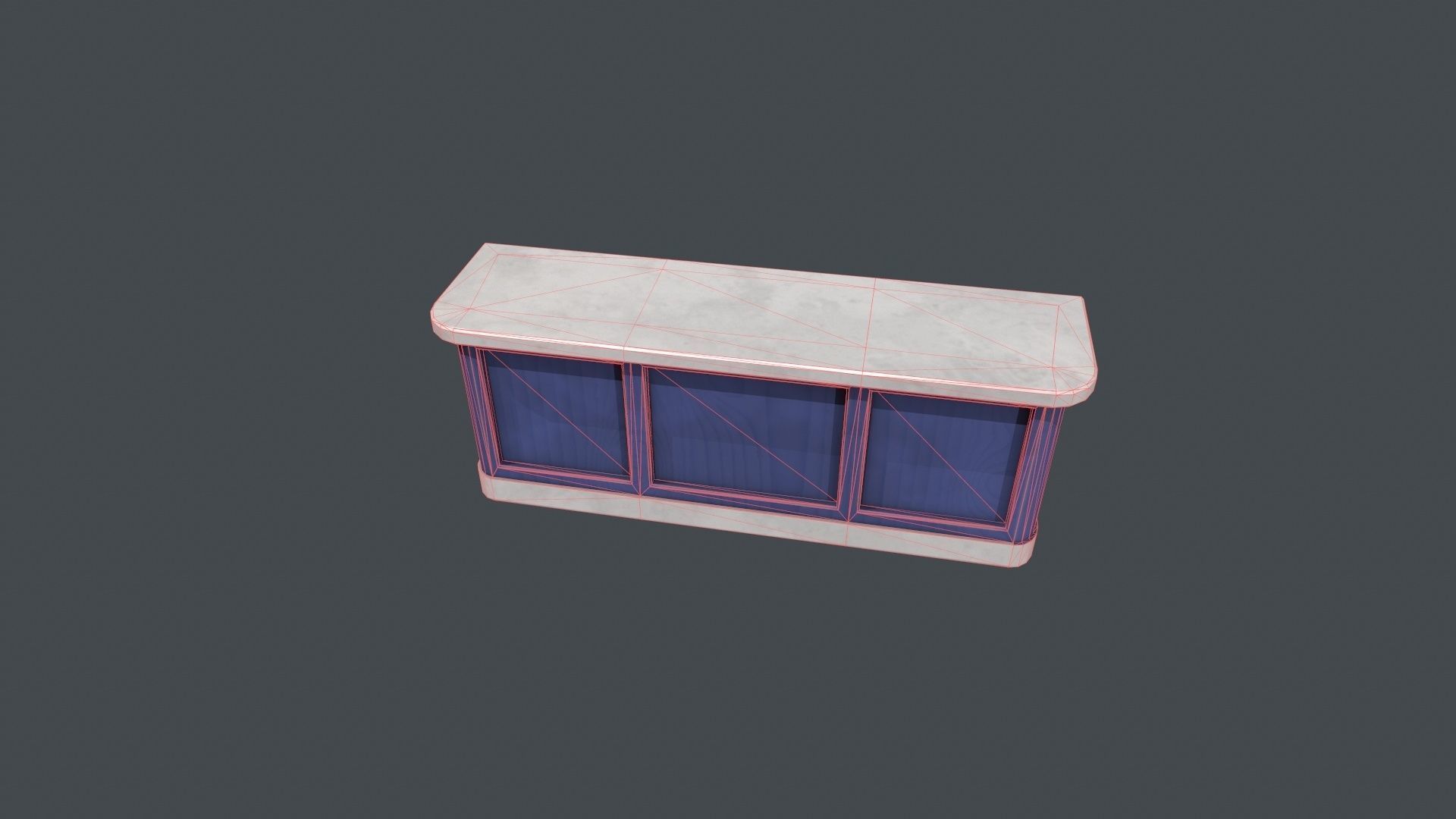 Blue and White Front Desk Low-poly 3D model_15
