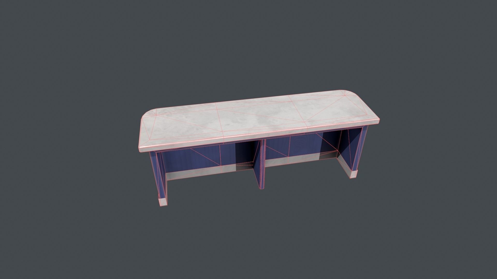 Blue and White Front Desk Low-poly 3D model_12