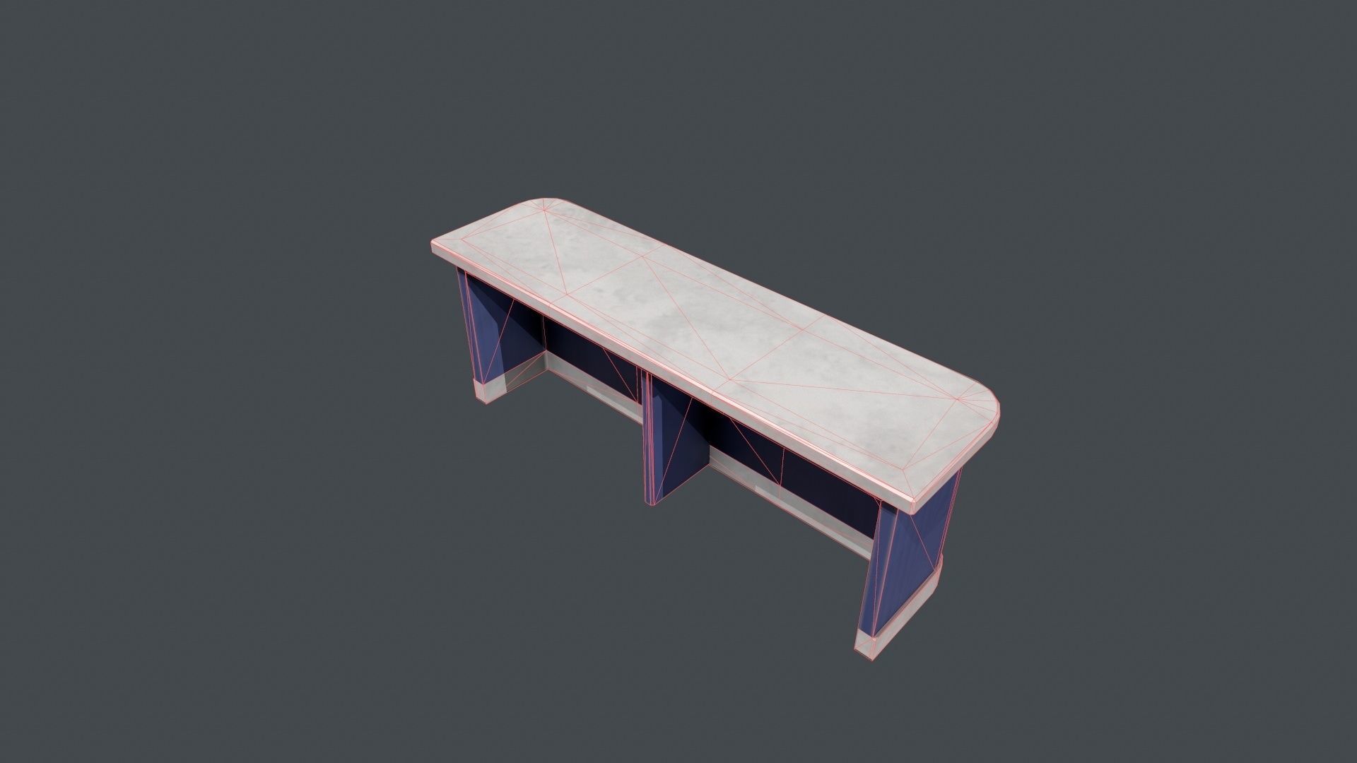 Blue and White Front Desk Low-poly 3D model_13