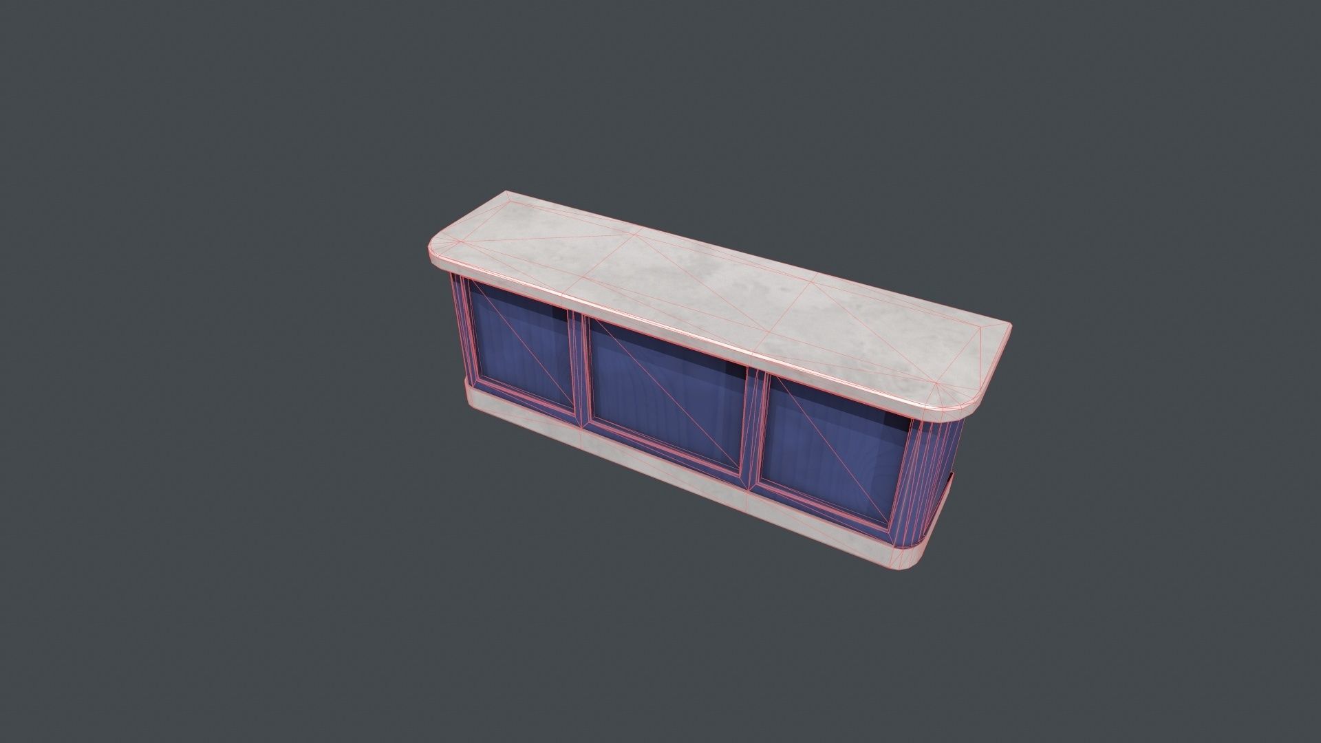 Blue and White Front Desk Low-poly 3D model_9