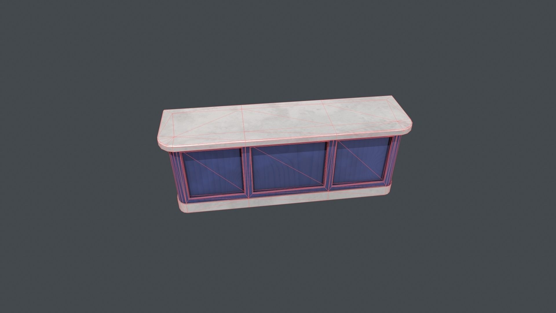 Blue and White Front Desk Low-poly 3D model_8