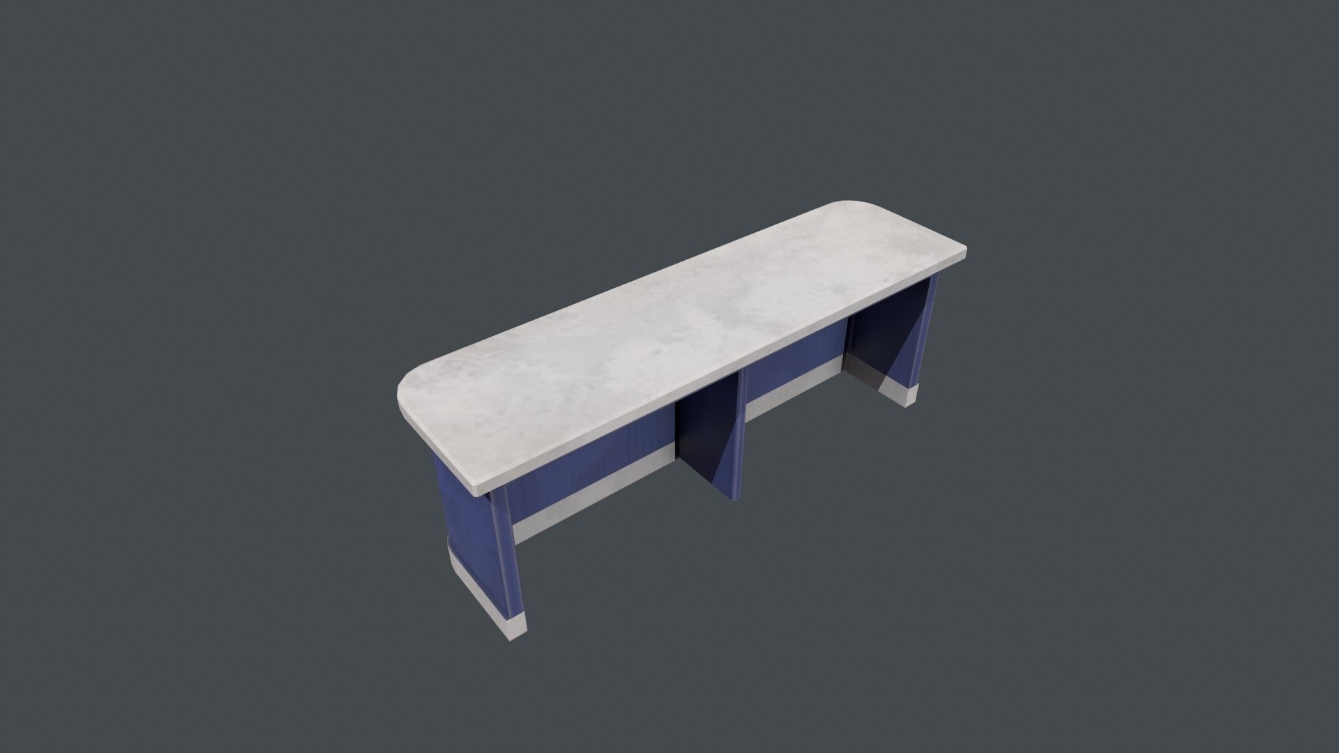 Blue and White Front Desk Low-poly 3D model_4