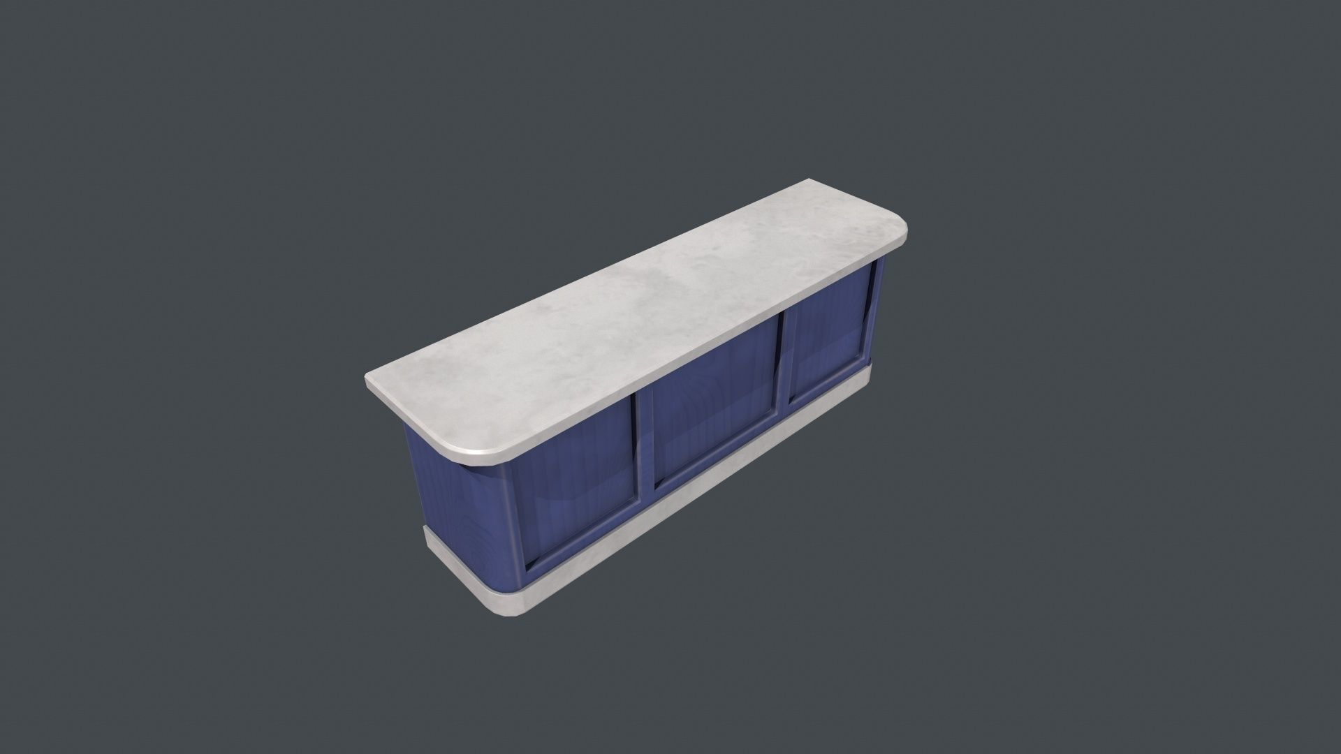 Blue and White Front Desk Low-poly 3D model_7