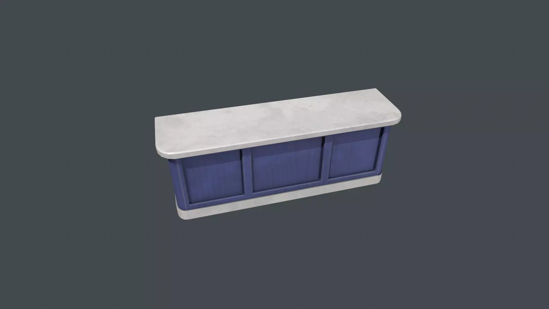 Blue and White Front Desk Low-poly 3D model_0