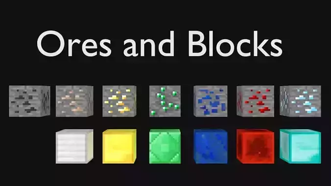 Blender Minecraft 1 5 2 Blocks and Ores Cycles Only Free 3D model