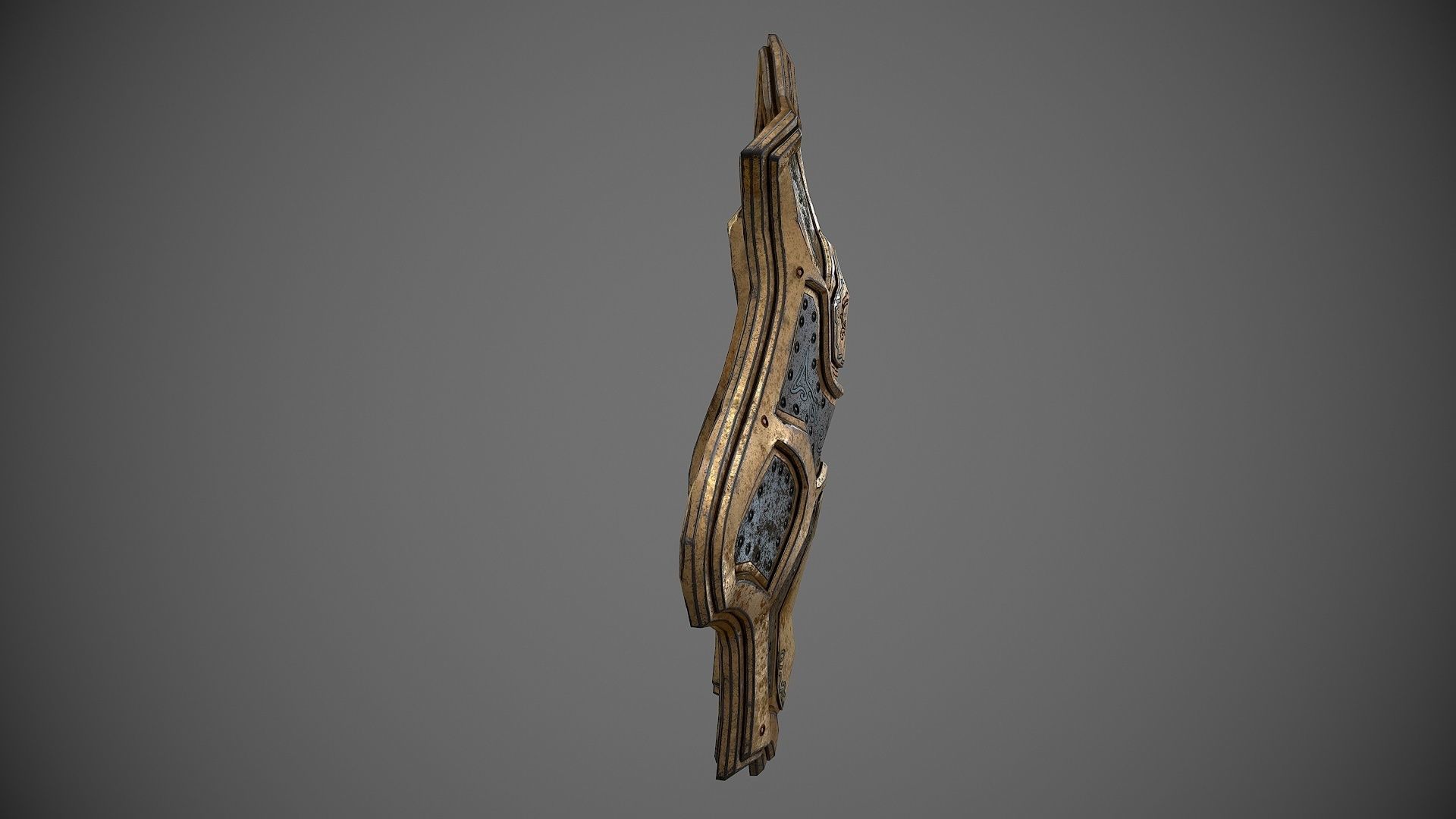 Low poly fantasy magical shield Low-poly 3D model_3