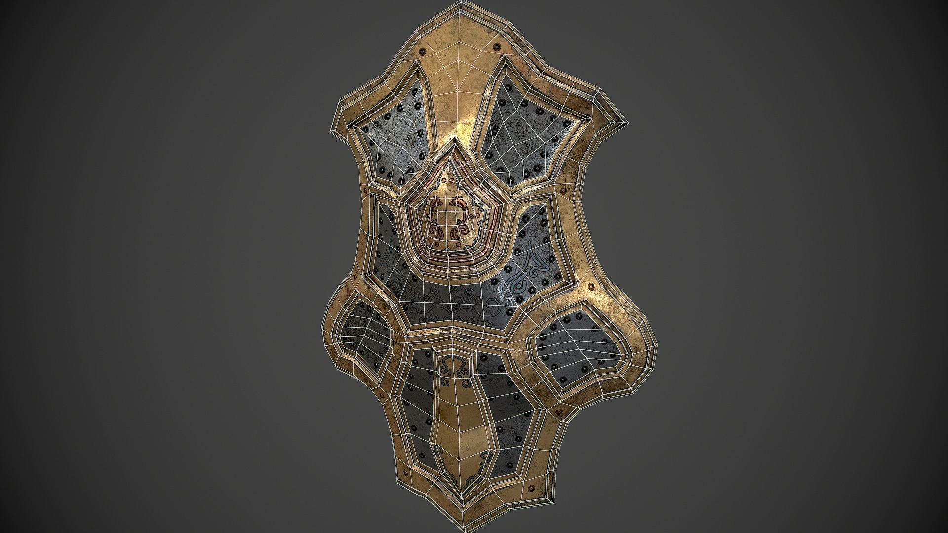 Low poly fantasy magical shield Low-poly 3D model_10