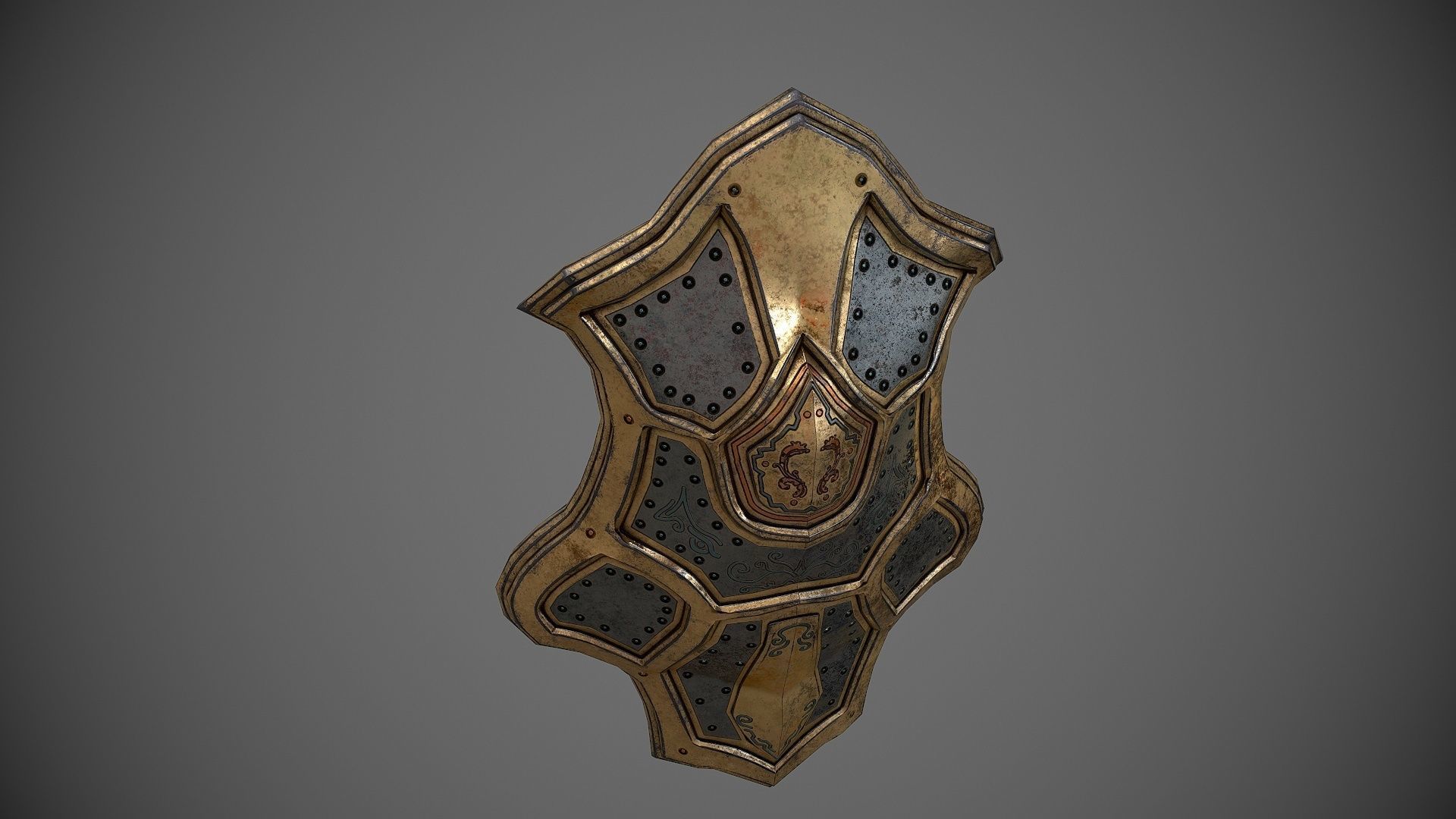 Low poly fantasy magical shield Low-poly 3D model_9
