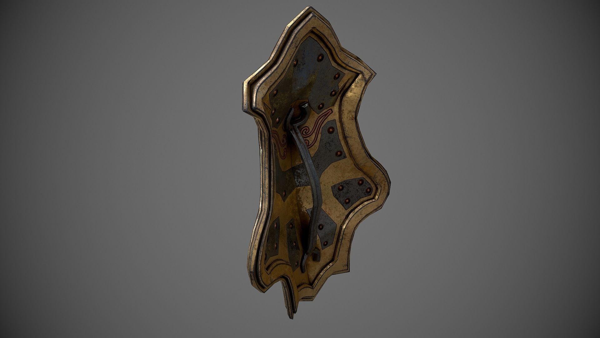 Low poly fantasy magical shield Low-poly 3D model_6