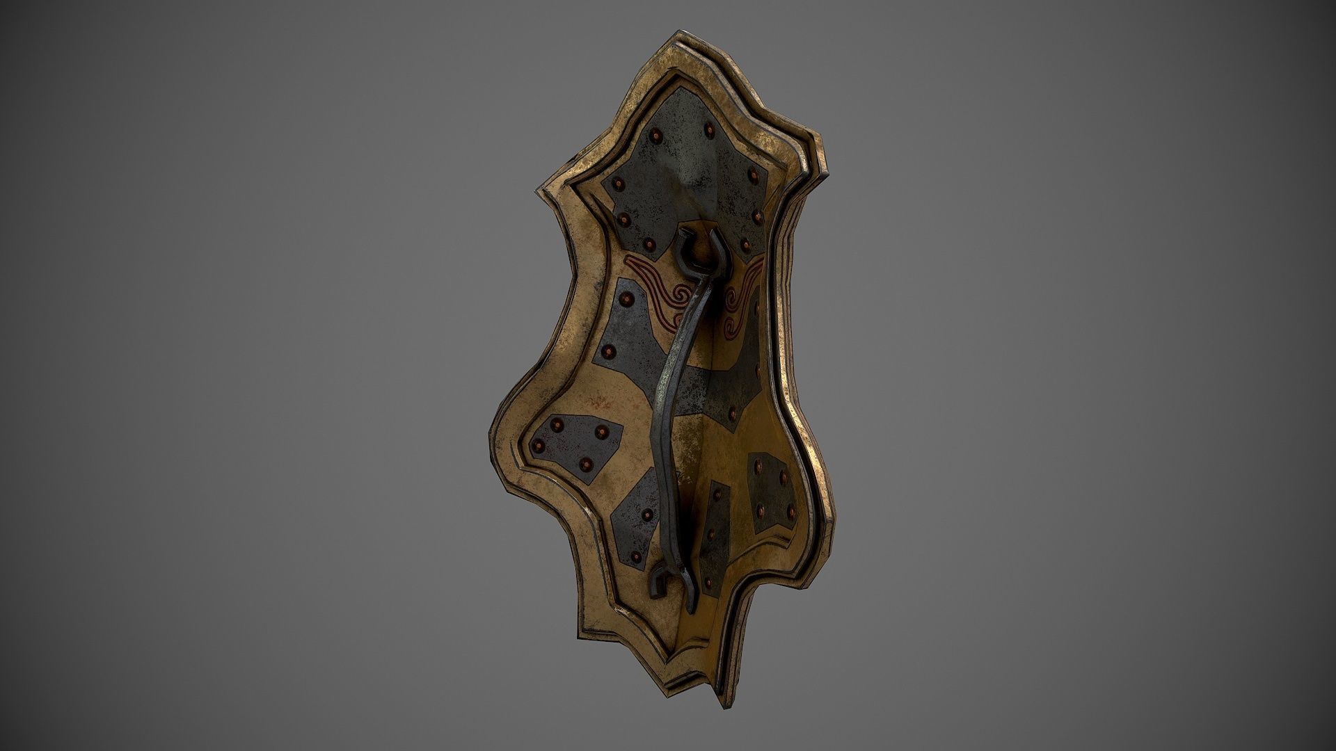 Low poly fantasy magical shield Low-poly 3D model_4
