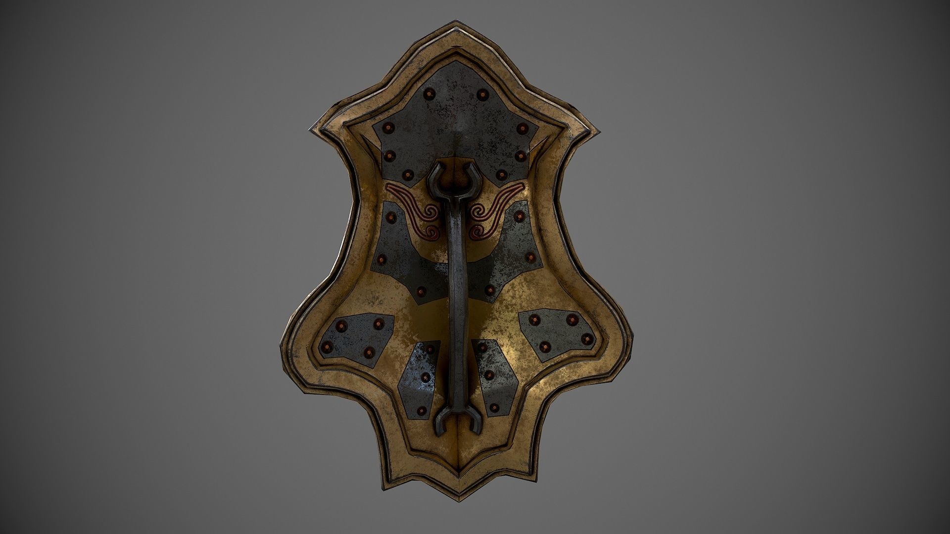 Low poly fantasy magical shield Low-poly 3D model_5