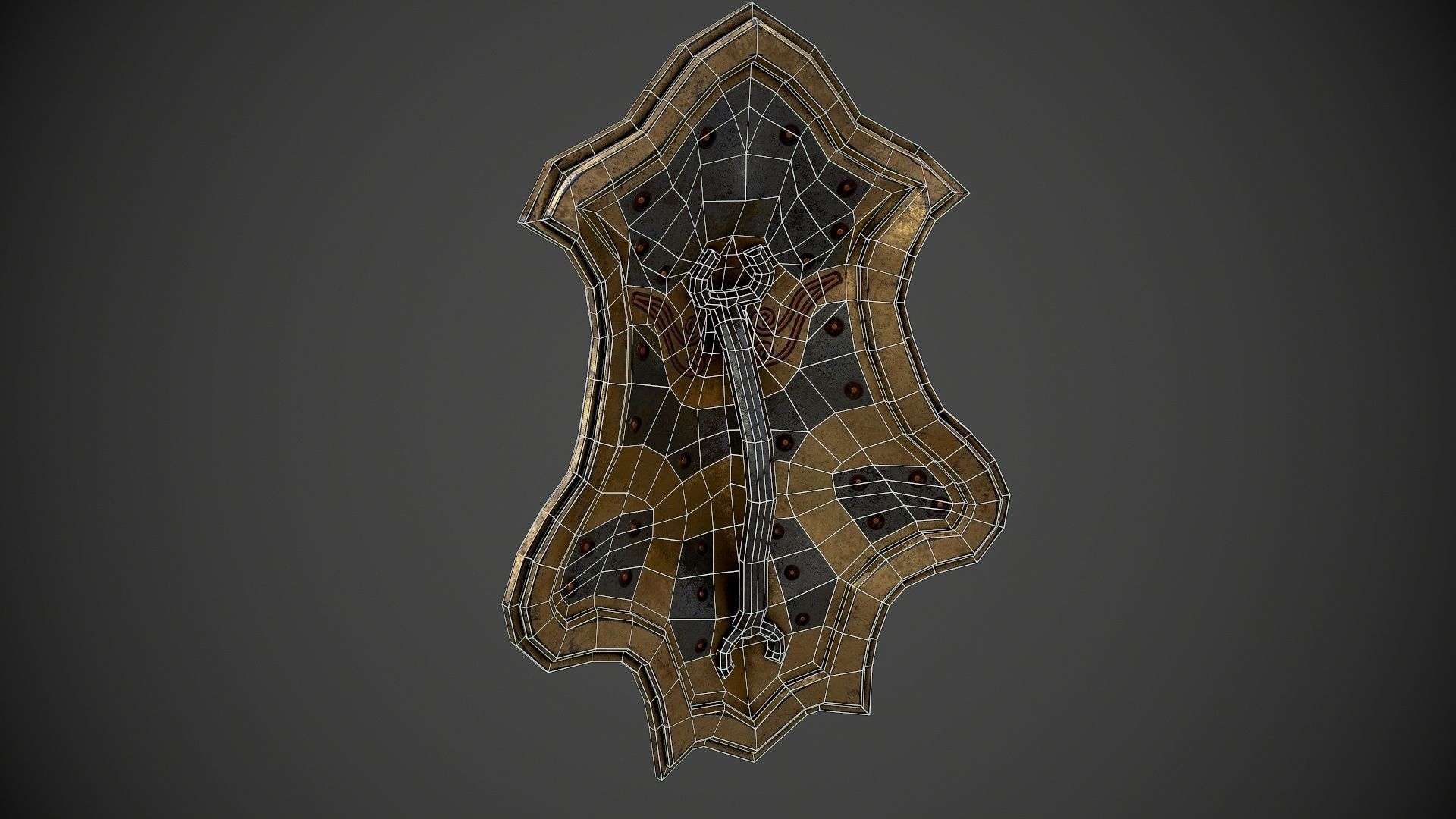 Low poly fantasy magical shield Low-poly 3D model_11