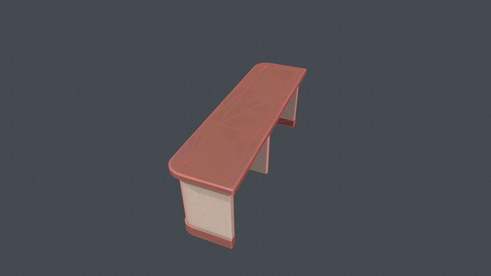 Red and White Wooden Front Desk Low-poly 3D model_11