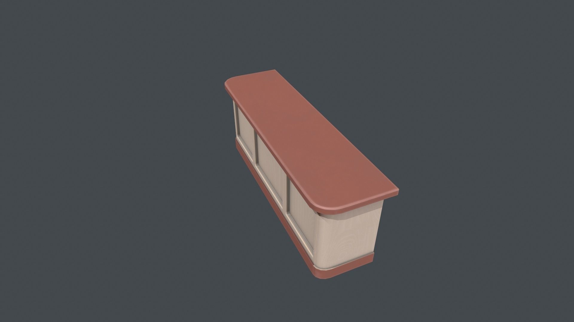 Red and White Wooden Front Desk Low-poly 3D model_2