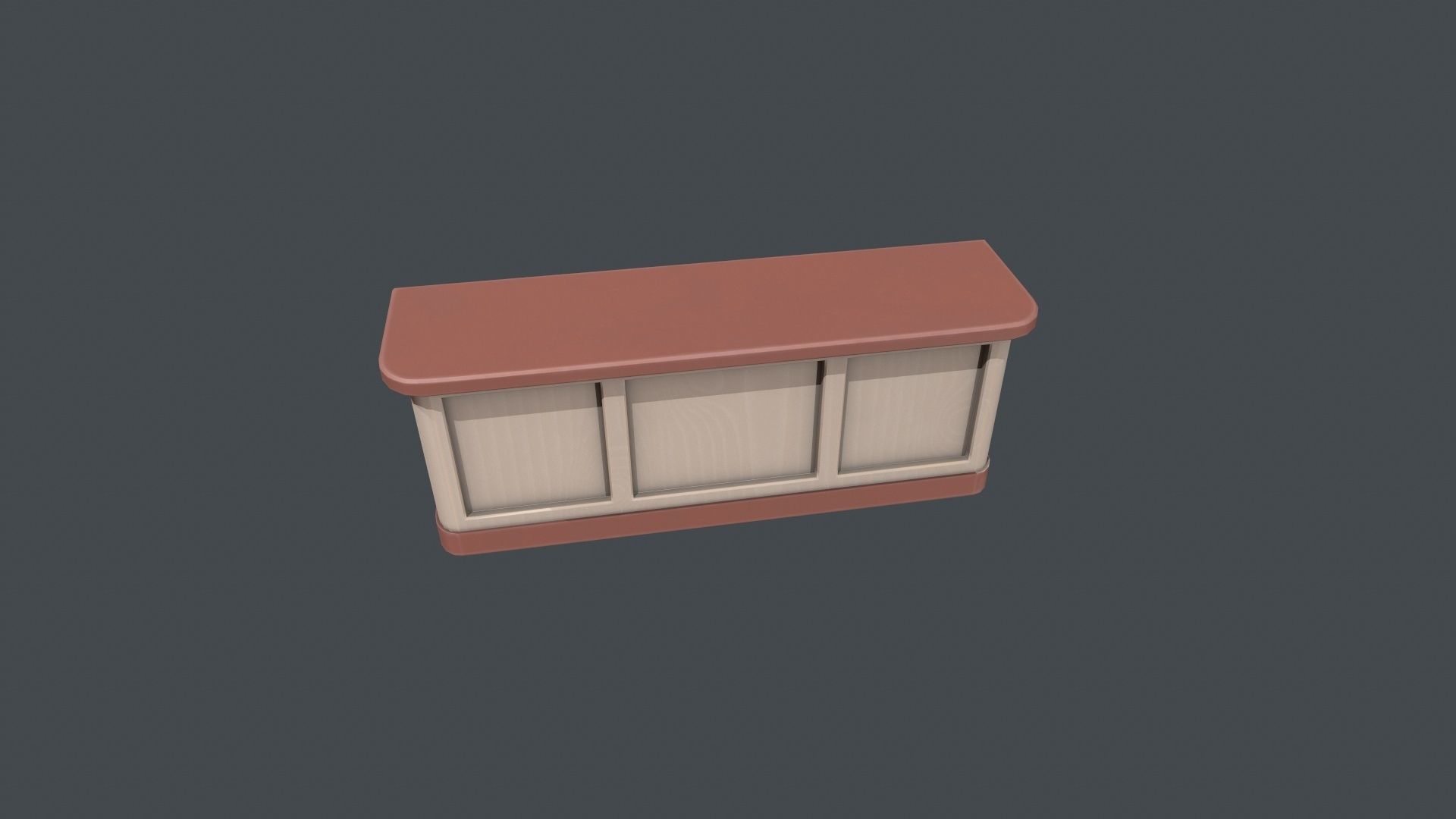 Red and White Wooden Front Desk Low-poly 3D model_7