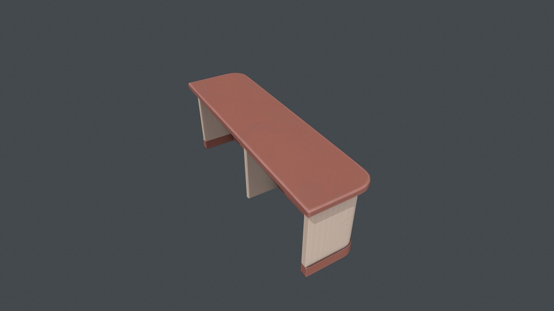Red and White Wooden Front Desk Low-poly 3D model_5