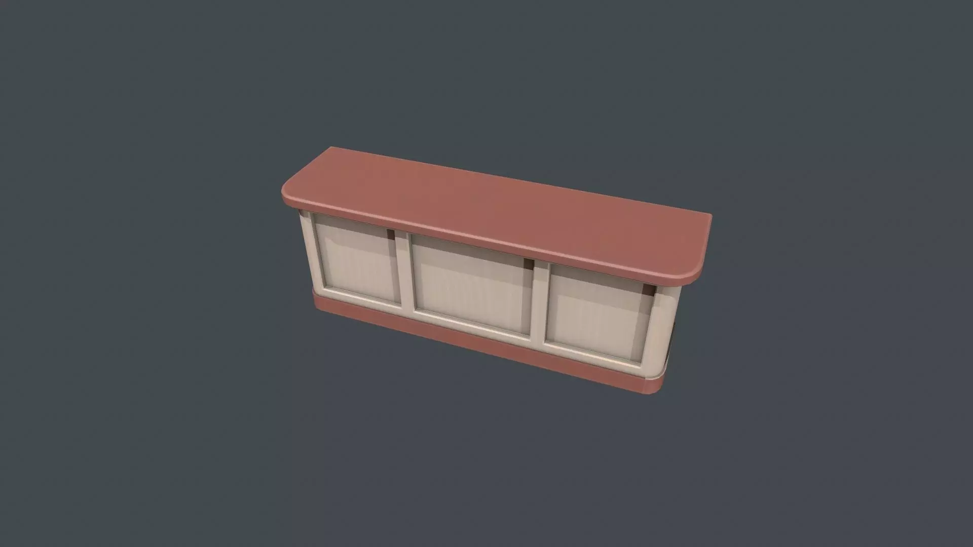 Red and White Wooden Front Desk Low-poly 3D model_0