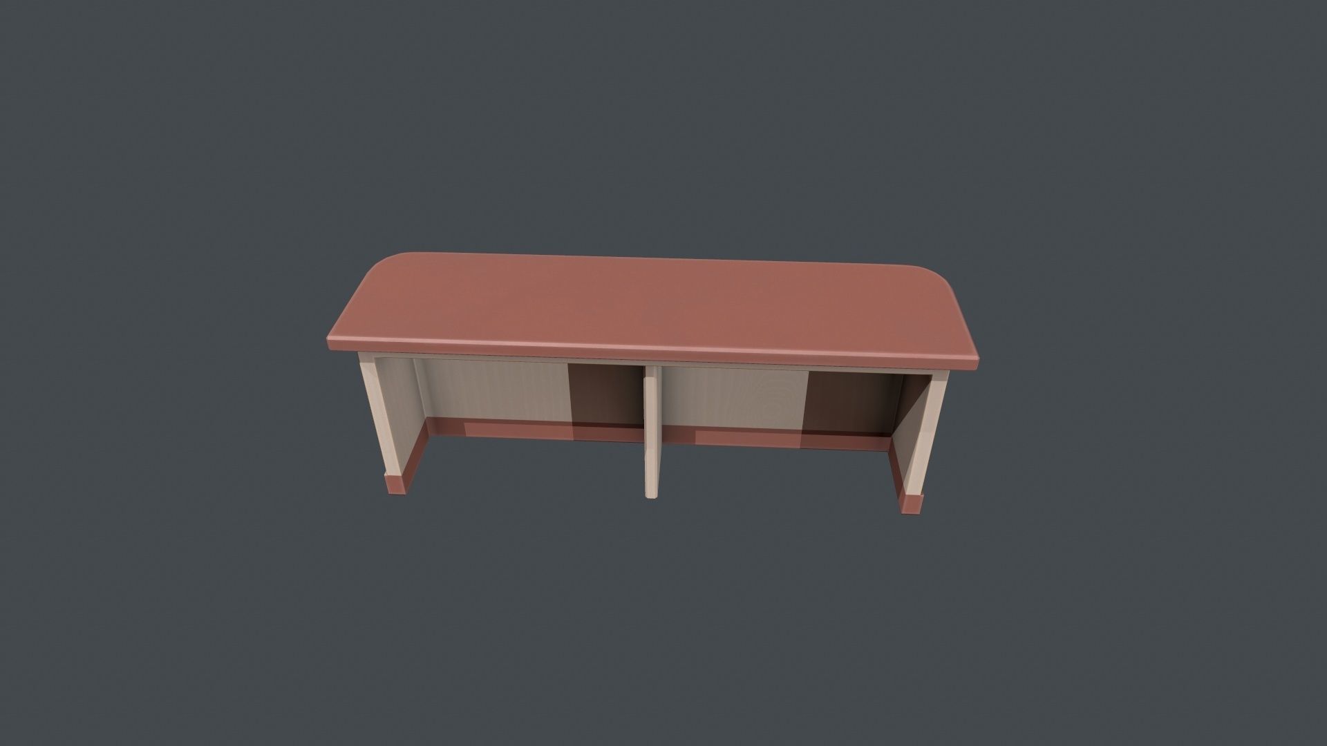Red and White Wooden Front Desk Low-poly 3D model_4