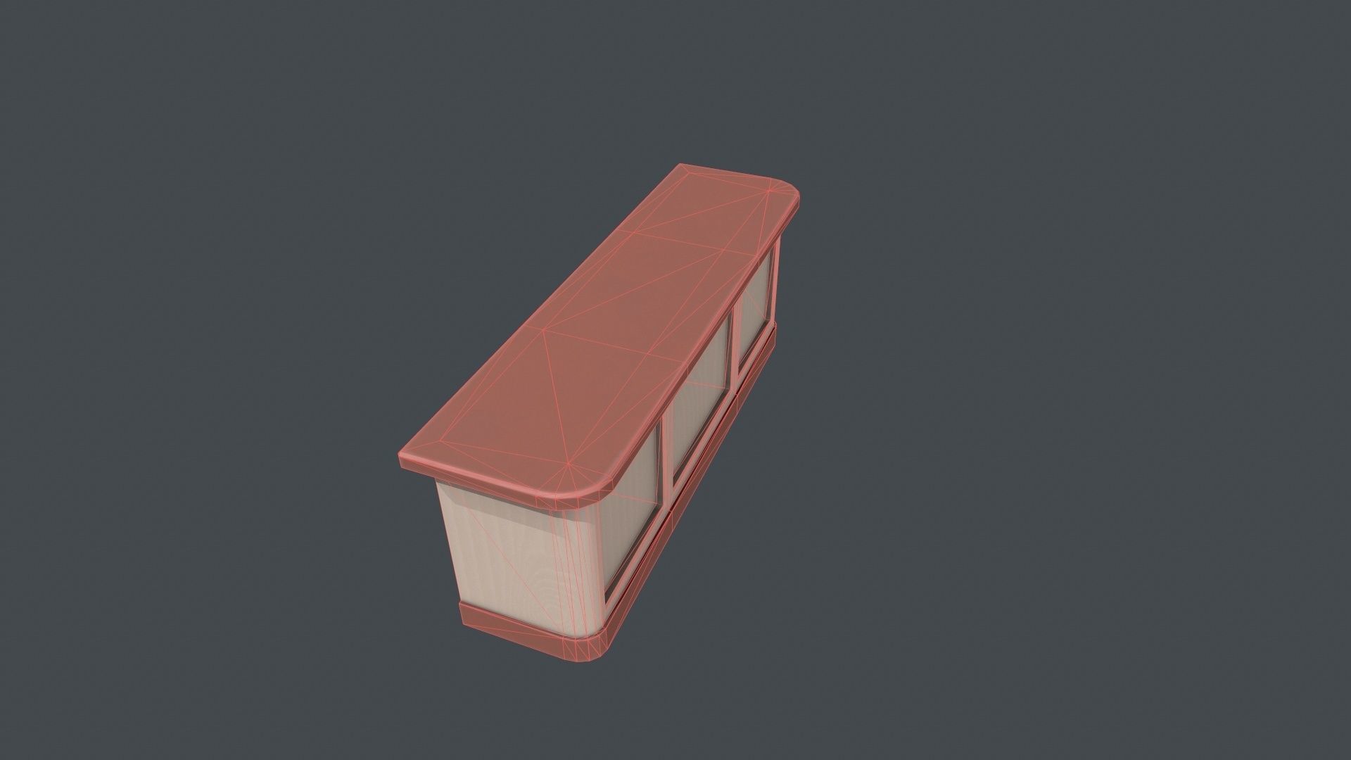 Red and White Wooden Front Desk Low-poly 3D model_14