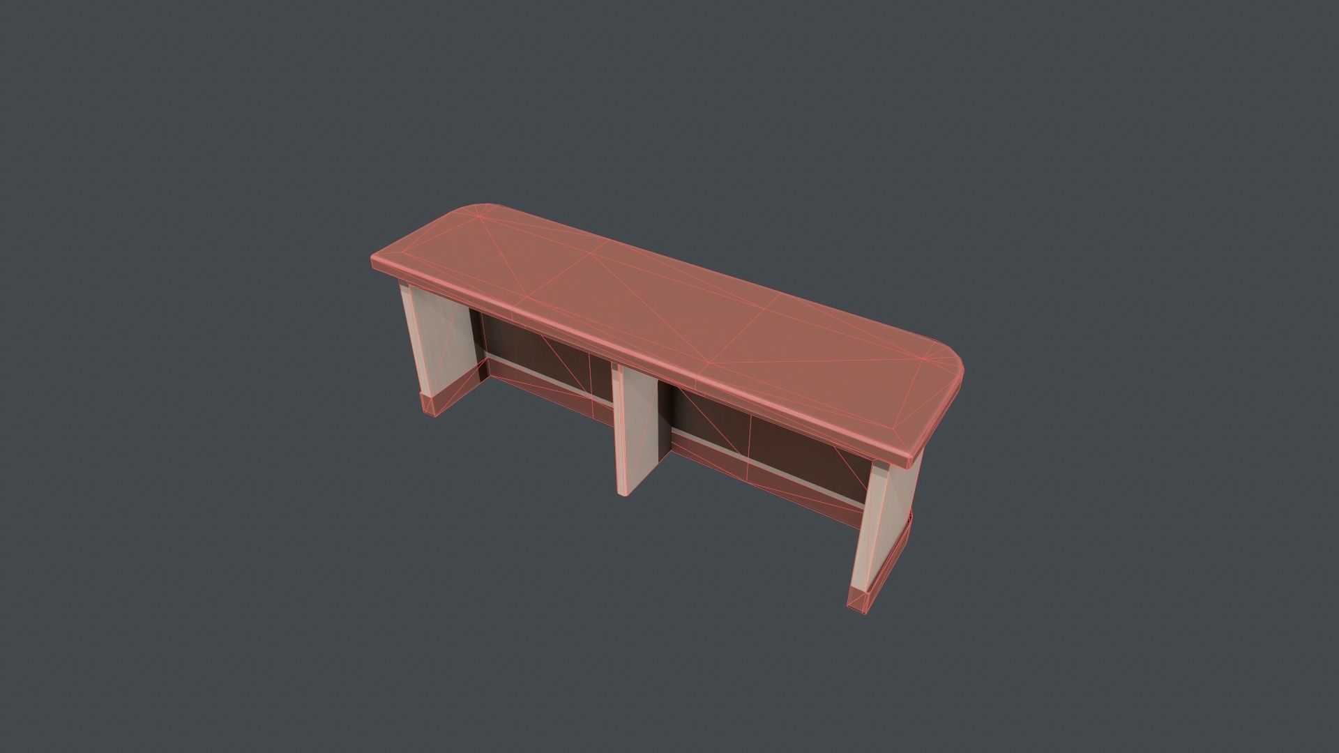 Red and White Wooden Front Desk Low-poly 3D model_13