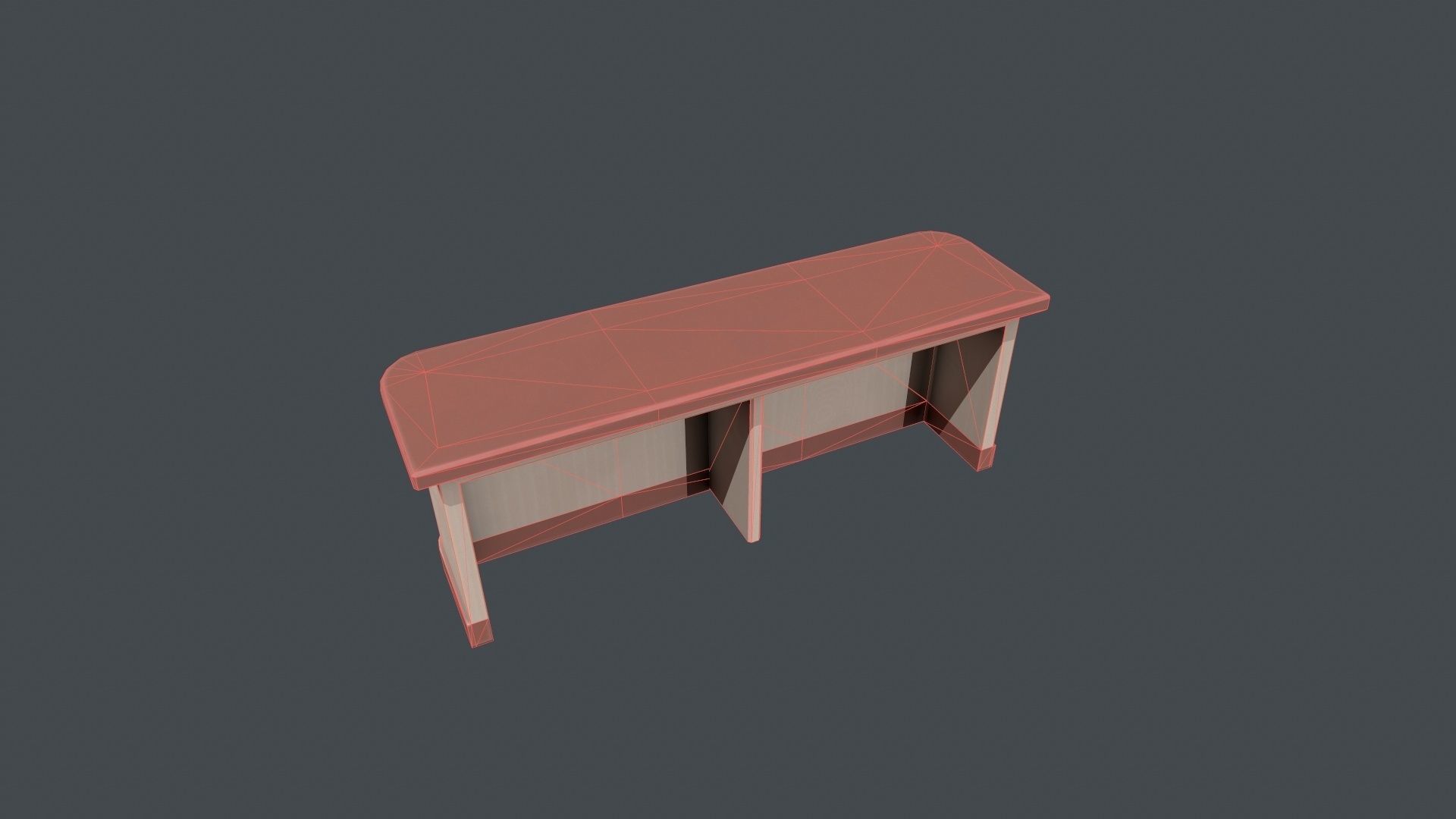 Red and White Wooden Front Desk Low-poly 3D model_12