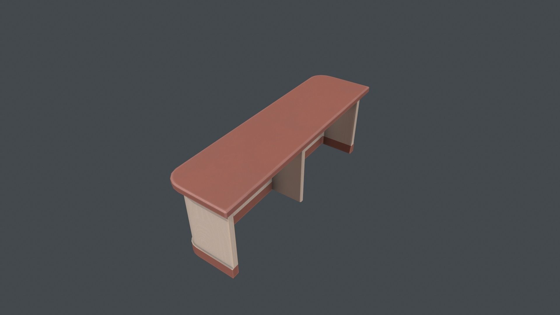 Red and White Wooden Front Desk Low-poly 3D model_3