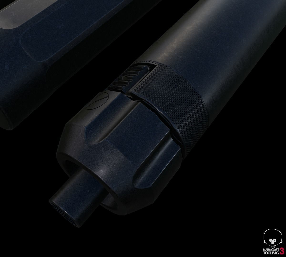 Lowpoly silencer set three cylinders Low-poly 3D model_6