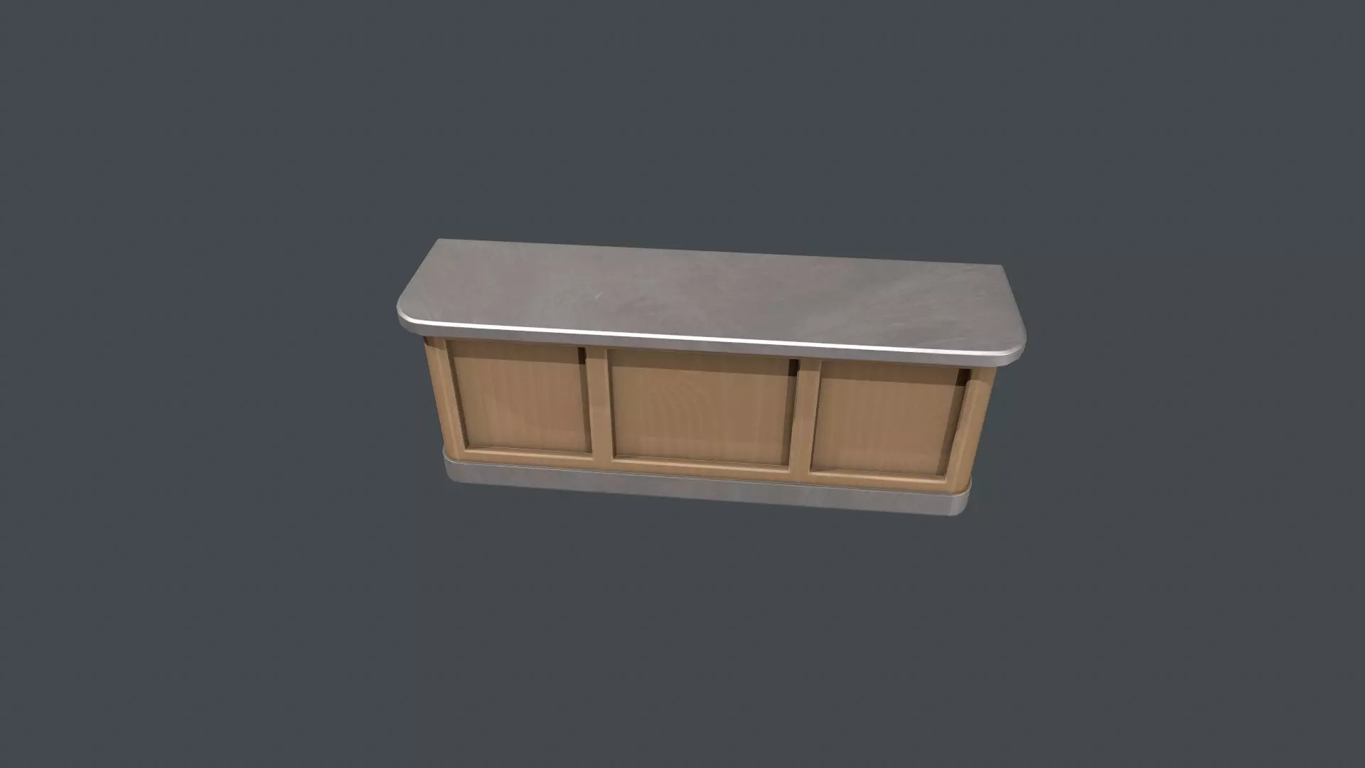 Silver and Wood Front Desk Low-poly 3D model_0