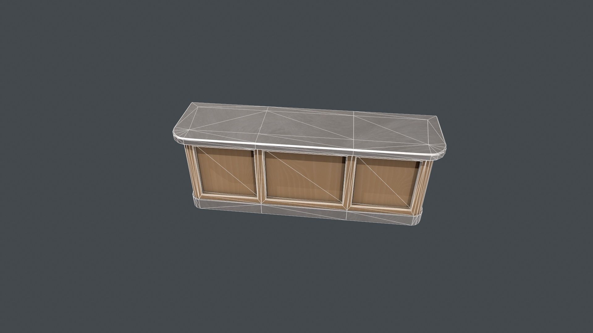 Silver and Wood Front Desk Low-poly 3D model_17