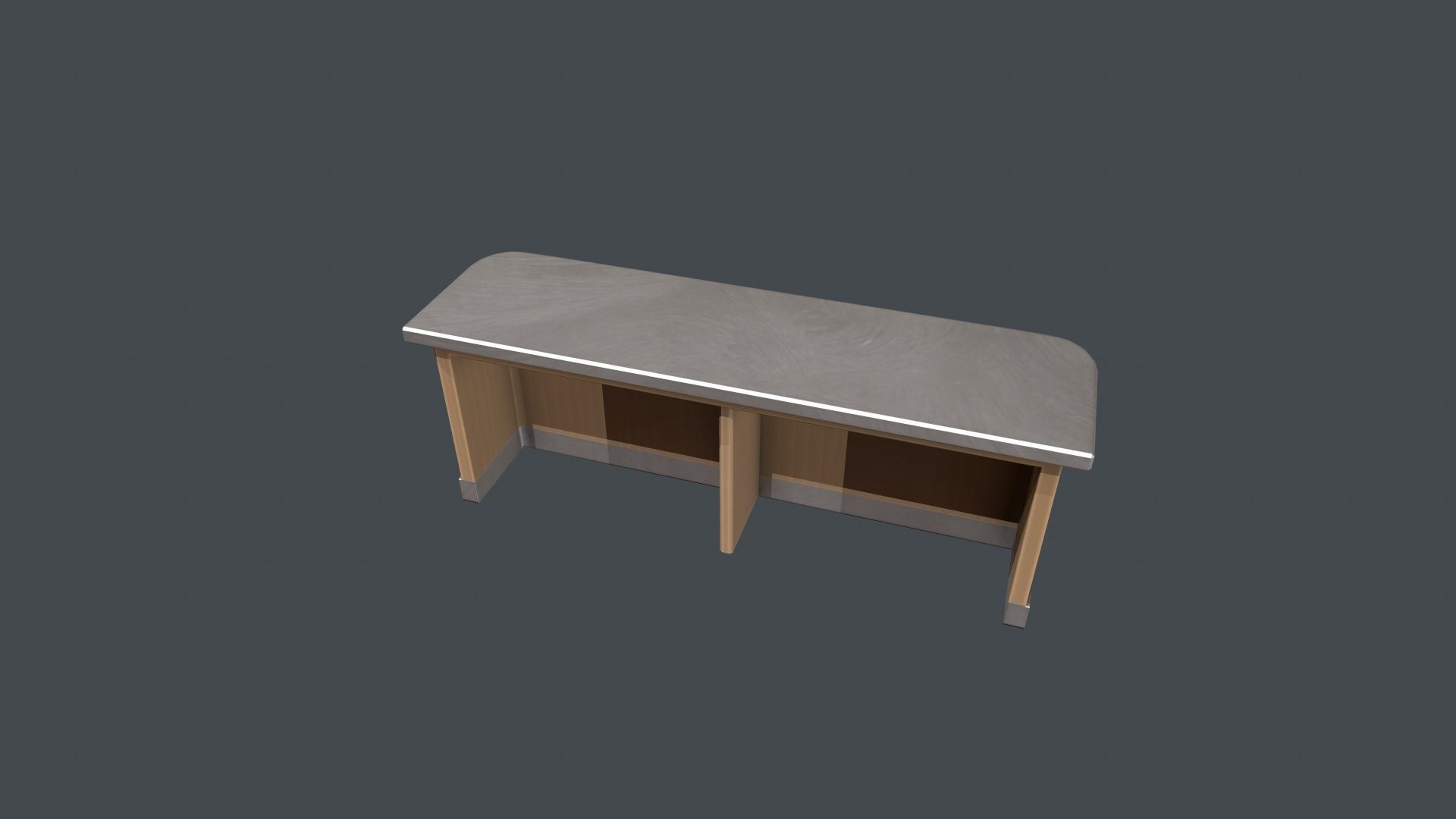Silver and Wood Front Desk Low-poly 3D model_6