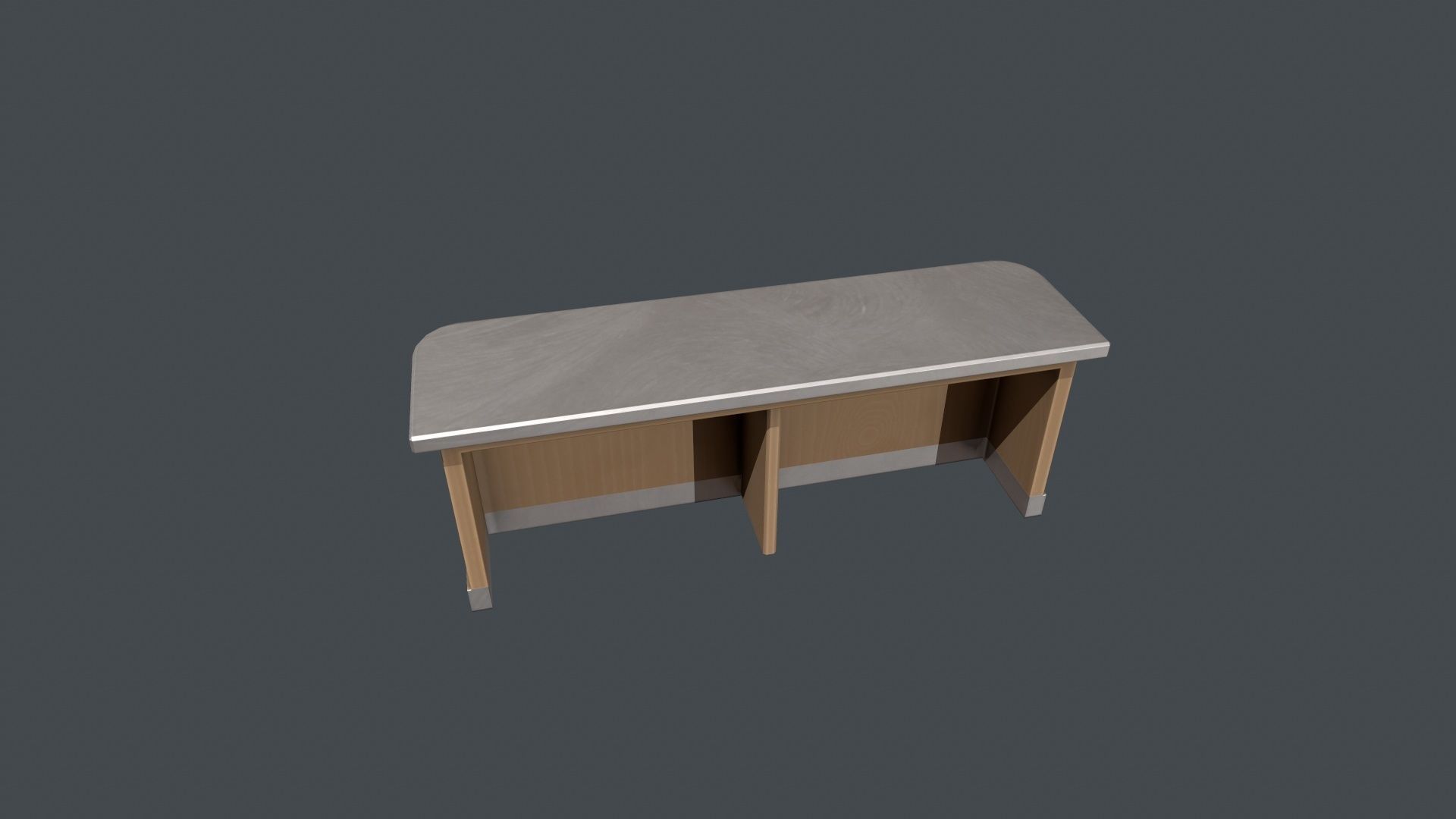 Silver and Wood Front Desk Low-poly 3D model_3