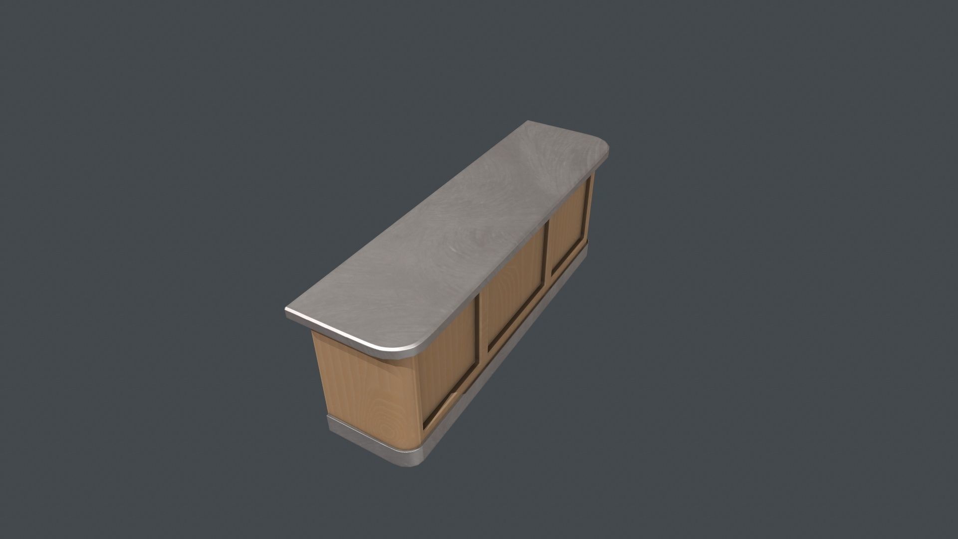 Silver and Wood Front Desk Low-poly 3D model_9