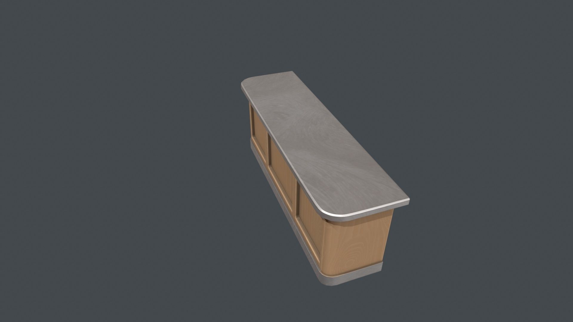 Silver and Wood Front Desk Low-poly 3D model_4