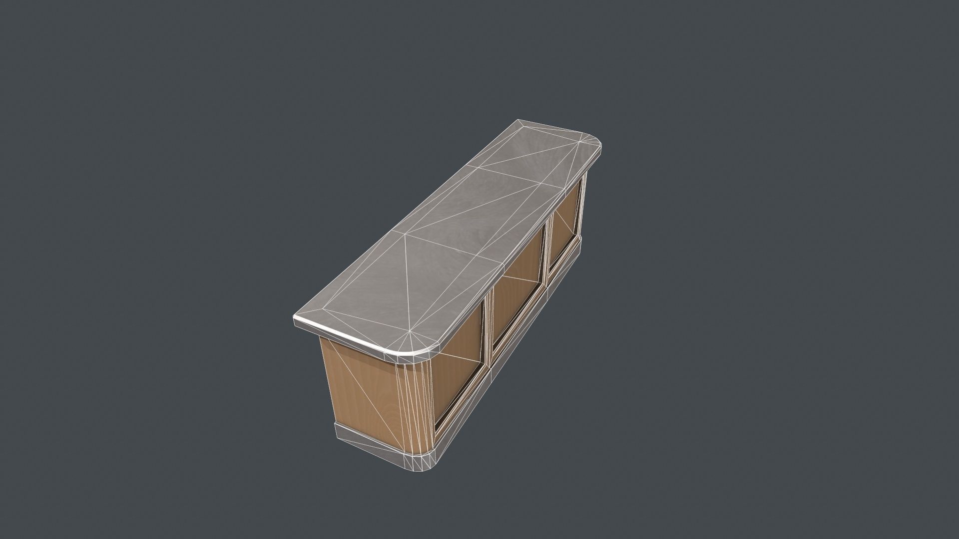 Silver and Wood Front Desk Low-poly 3D model_16
