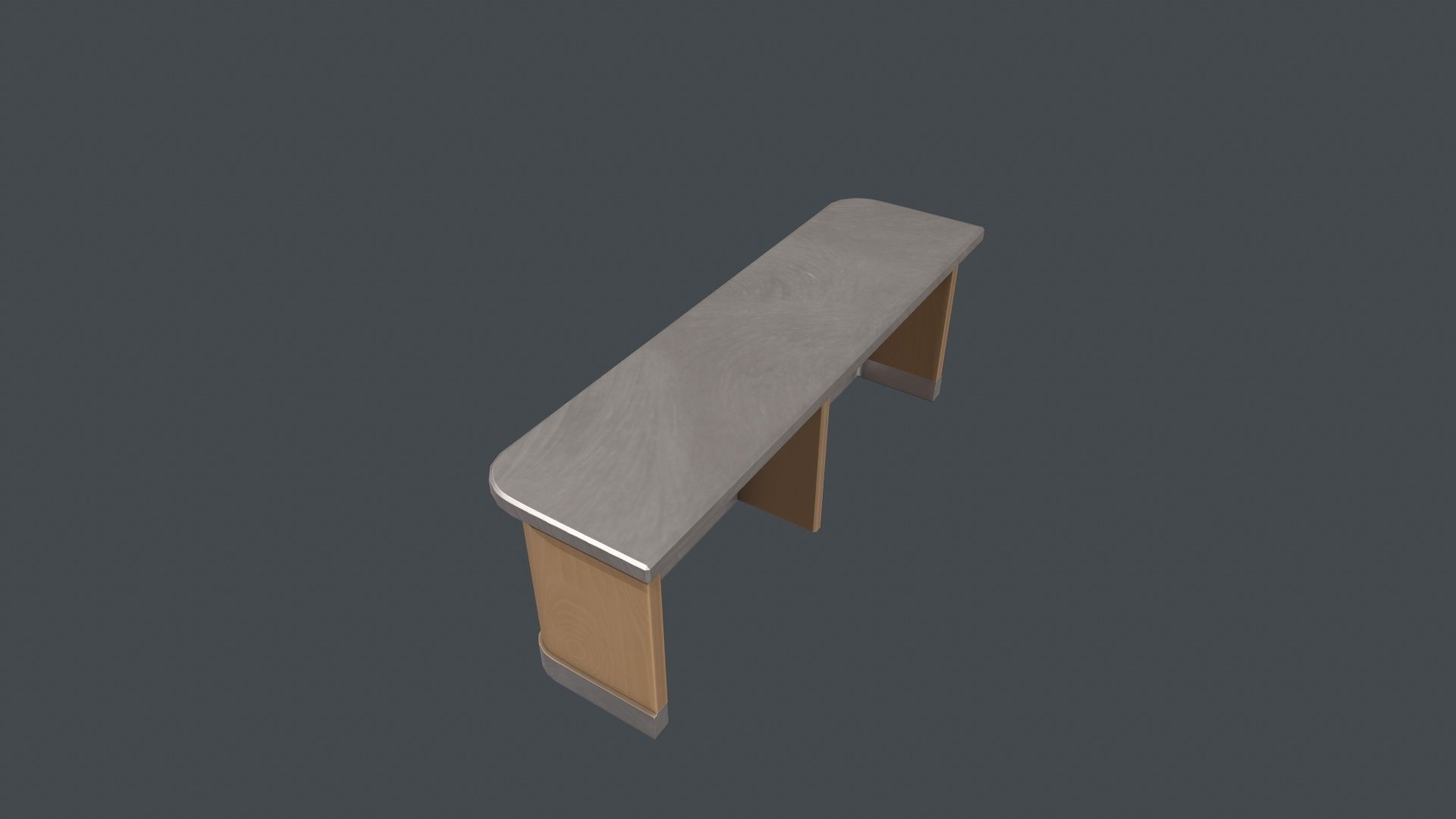 Silver and Wood Front Desk Low-poly 3D model_5