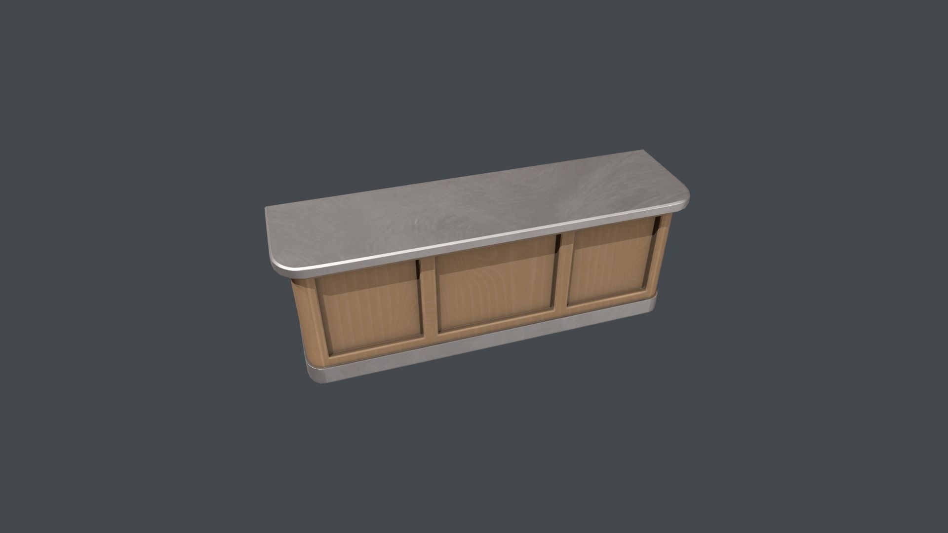Silver and Wood Front Desk Low-poly 3D model_1