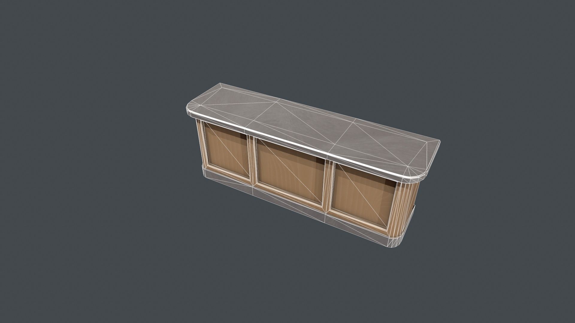Silver and Wood Front Desk Low-poly 3D model_11