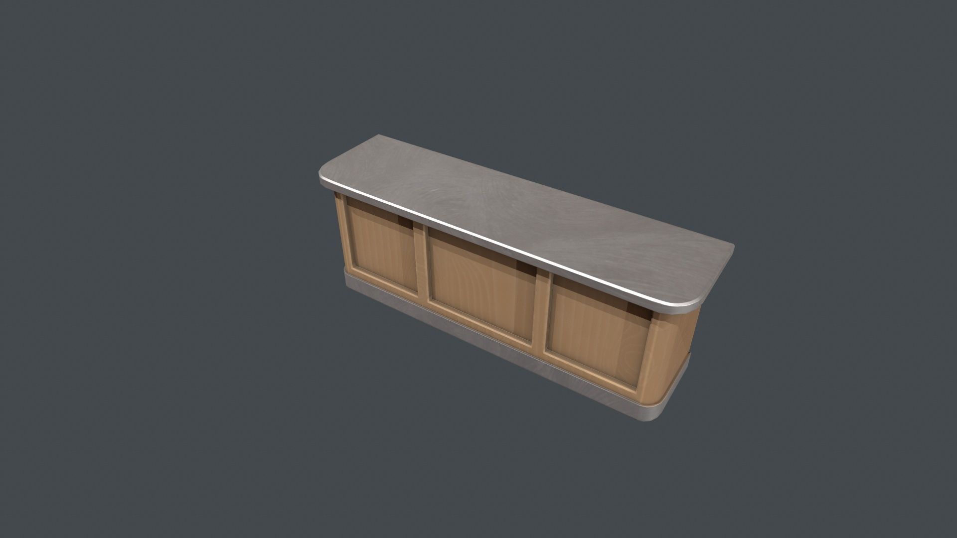 Silver and Wood Front Desk Low-poly 3D model_2