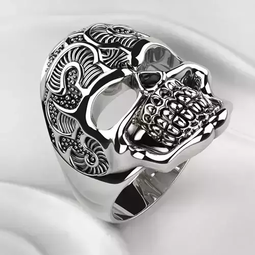 Gold Silver Skull Ring with Rhoduim Plating