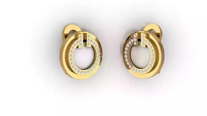Earrings 3D print model earring gold with diamonds