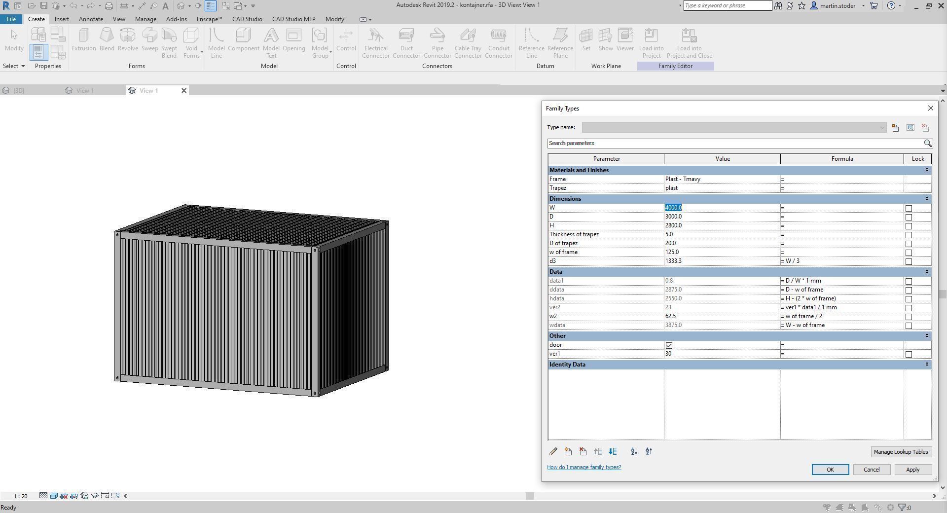 Container - Full parametric Revit Family Low-poly 3D model_8