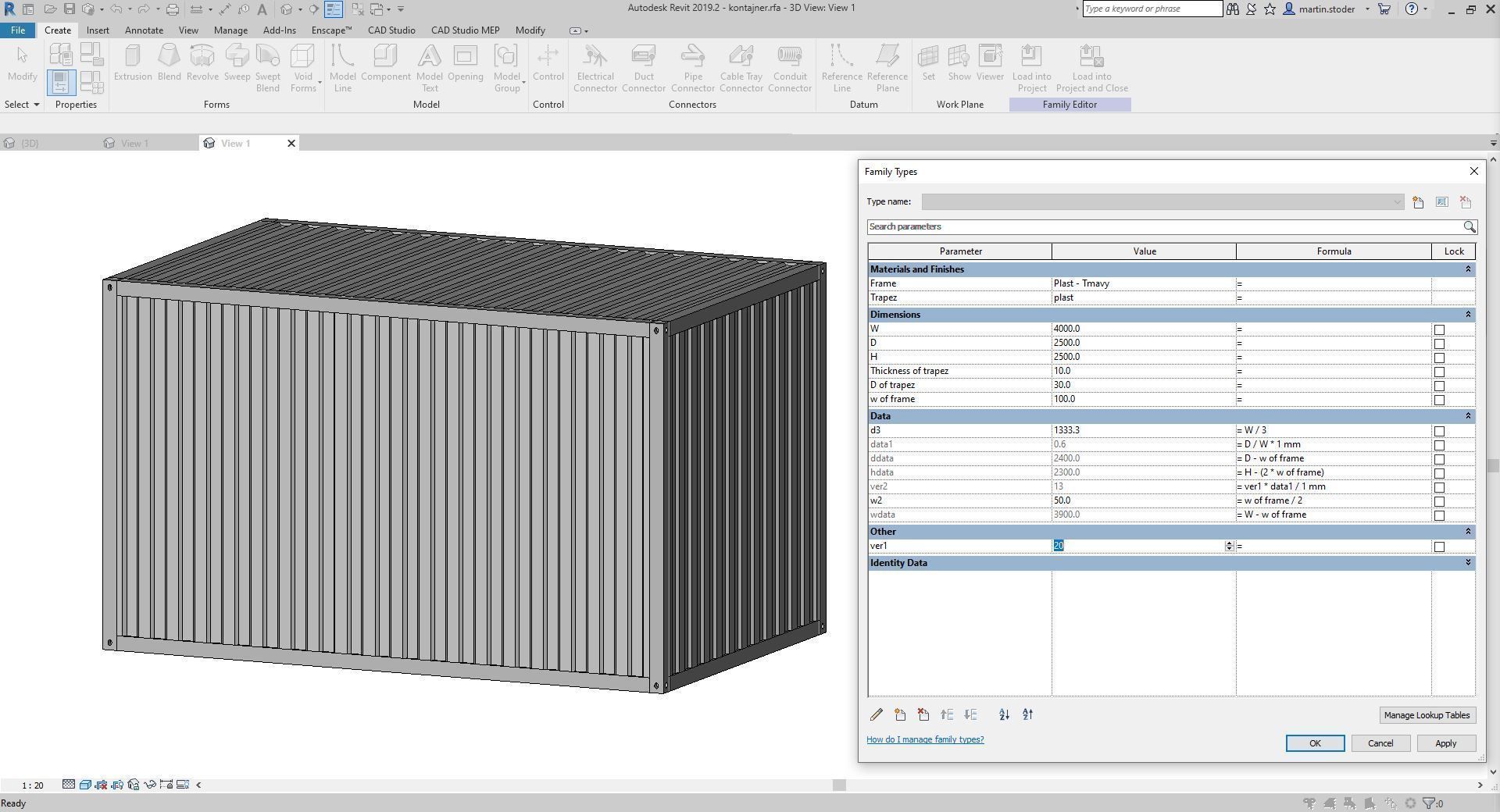 Container - Full parametric Revit Family Low-poly 3D model_16