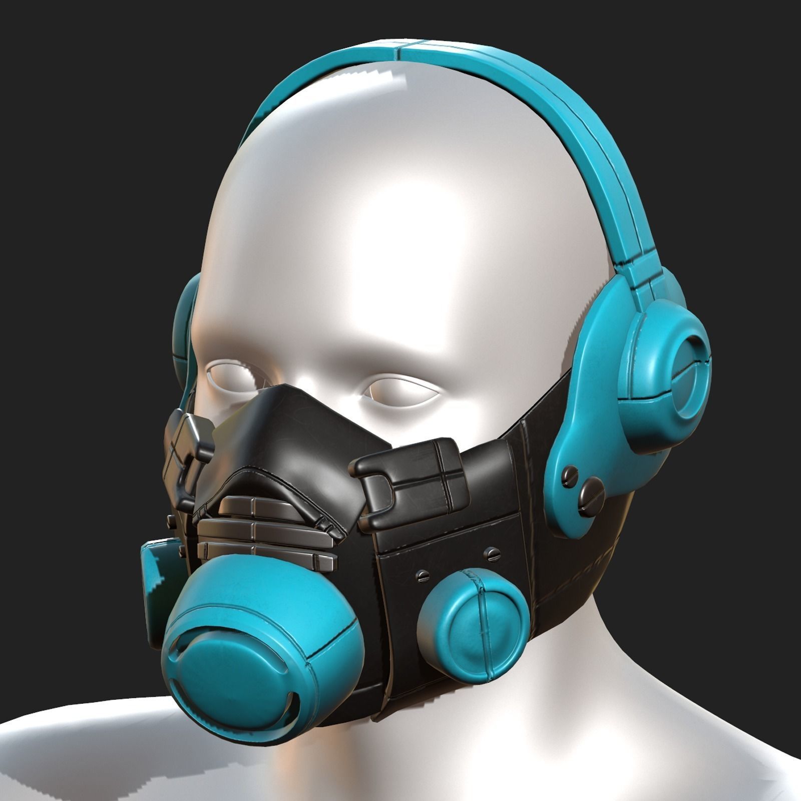 Gas mask helmet 3d model military combat  Low-poly 3D model_2