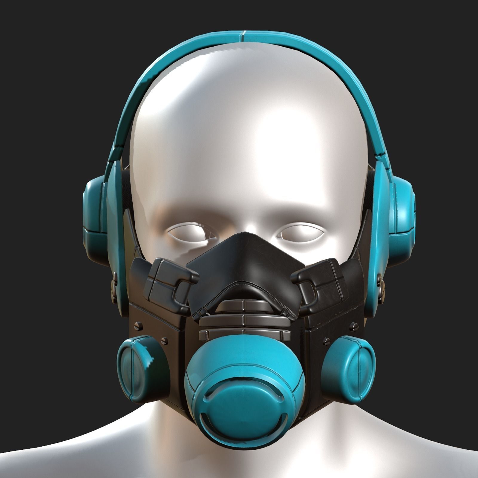Gas mask helmet 3d model military combat  Low-poly 3D model_1